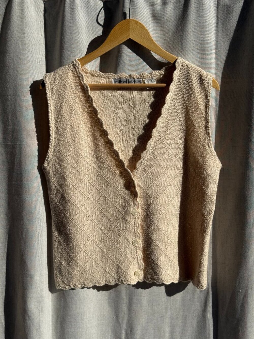 Vintage O H I Silk Blend Knit Vest Ivory (Size M)